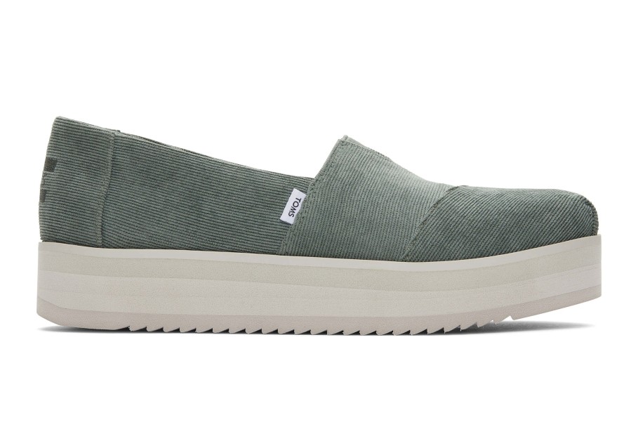 TOMS Alpargata Green Corduroy Midform Espadrille | Alpargatas