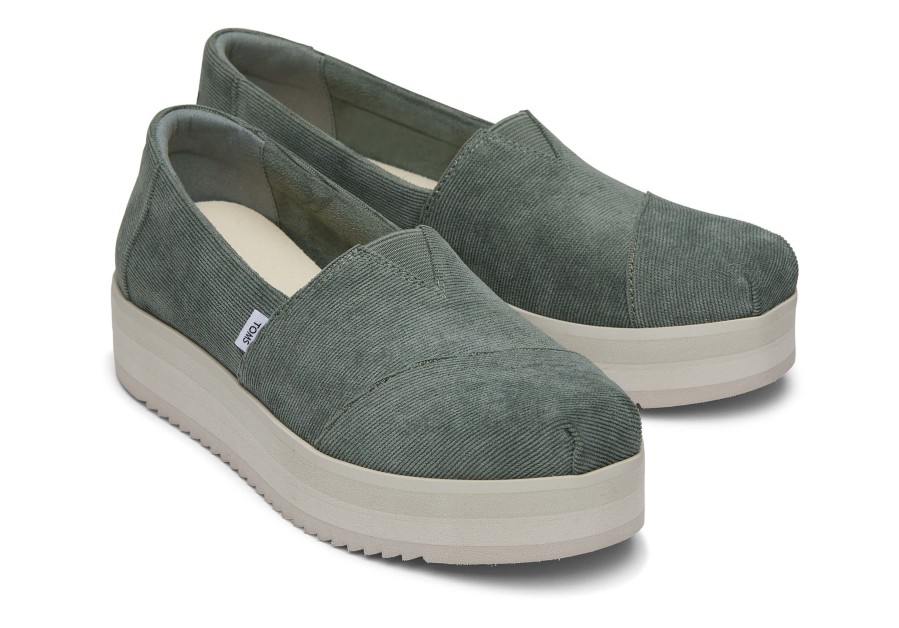 TOMS Alpargata Green Corduroy Midform Espadrille | Alpargatas