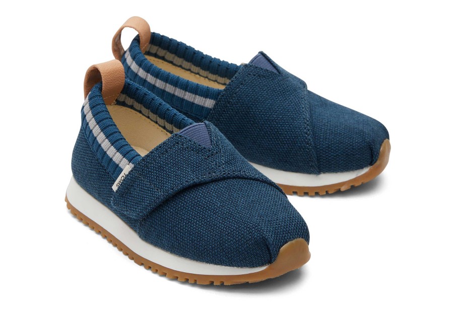 TOMS Resident Blue Heritage Canvas Toddler Sneaker | Slip Ons