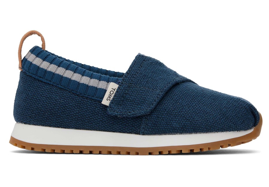 TOMS Resident Blue Heritage Canvas Toddler Sneaker | Slip Ons