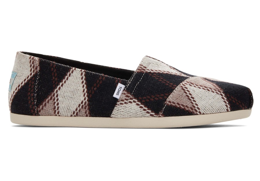 TOMS Alpargata Black Argyle Knit | Alpargatas