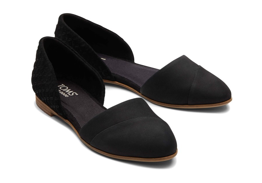 TOMS Jutti D'Orsay Black Leather Flat | Dress Casual