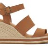 TOMS Madelyn Tan Leather Wedge Sandal | Dress Casual