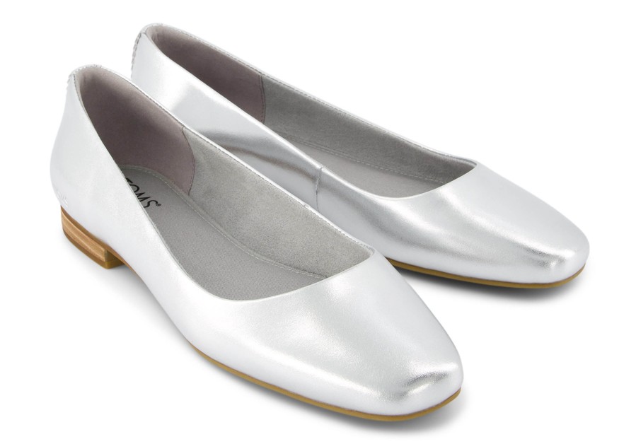 TOMS Briella Silver Metallic Leather | Dress Casual