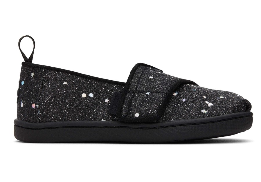 TOMS Alpargata Black Cosmic Glitter Toddler Shoe | Alpargatas