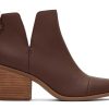 TOMS Everly Chestnut Leather Cutout Heeled Boot | Boots & Booties