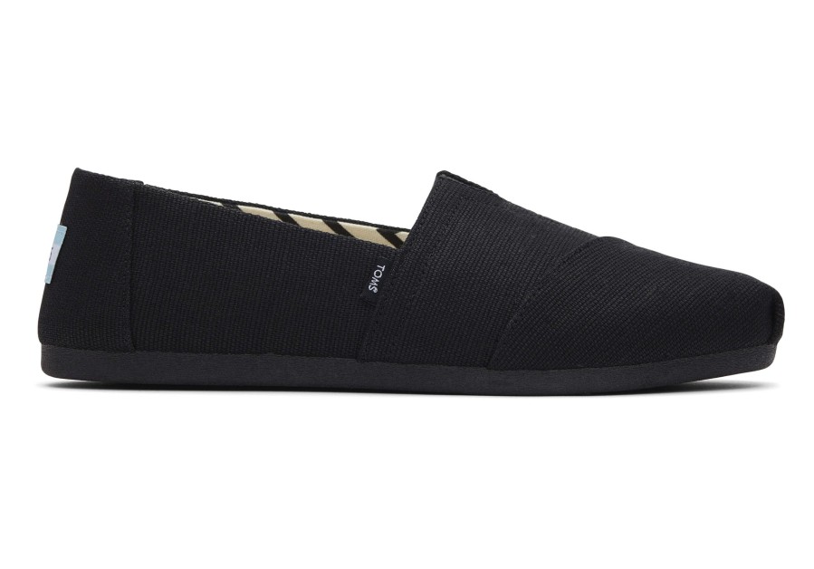 TOMS Alpargata All Black Heritage Canvas Wide Width | Wide Width