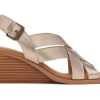 TOMS Gracie Gold Leather Wedge Sandal | Dress Casual